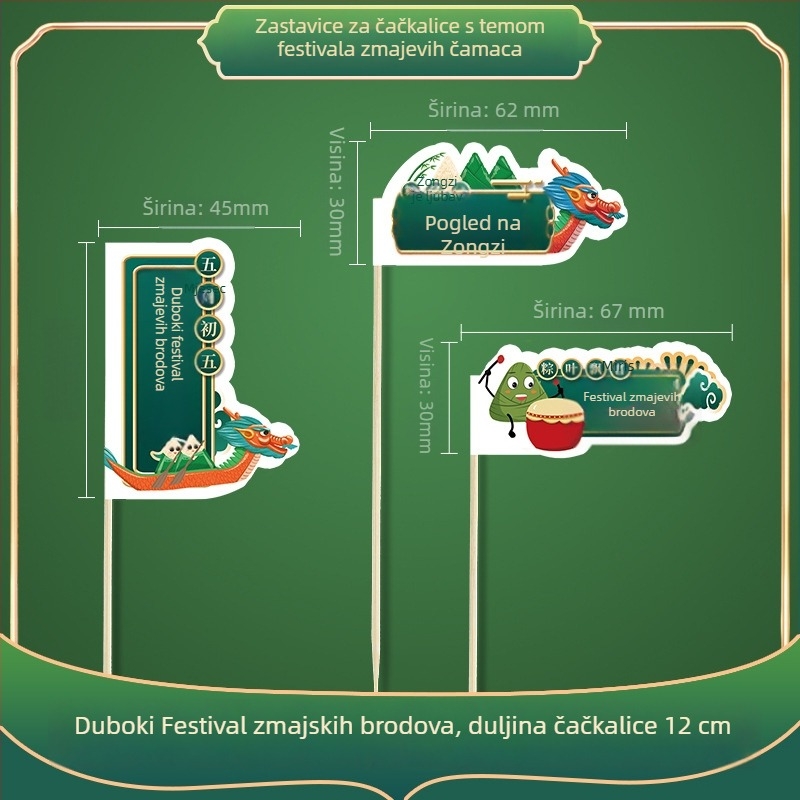 Dekorativne bambus štapiće za Festival zmajevih brodova – DIY set sa simpatičnim karikaturama naljepnica, malim zastavama i voćnim štapićima