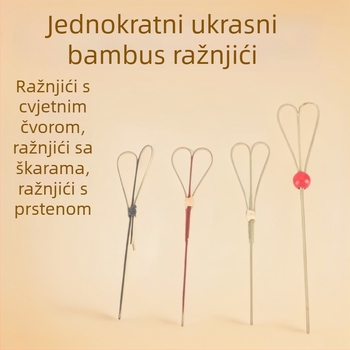 Bambus štapići za voće s dekorativnim čvorom, jednokratni štapići za koktel, 12 cm, biorazgradivi, moguć logotip