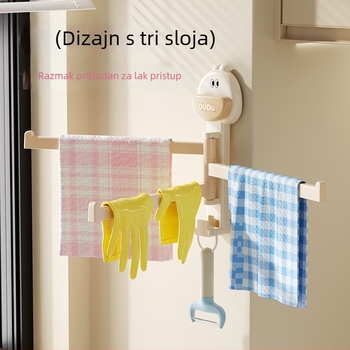 Držač za kuhinjske krpe s usisnom čašom, zidni okretni sušilica s više šipki i držač za ručnike