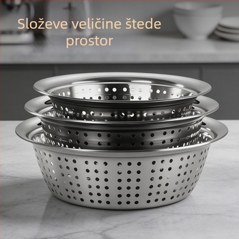 Košarica za odceđivanje od nehrđajućeg čelika za voće i povrće, kuhinja, višenamjenski, debela posuda za pranje i filtriranje vode