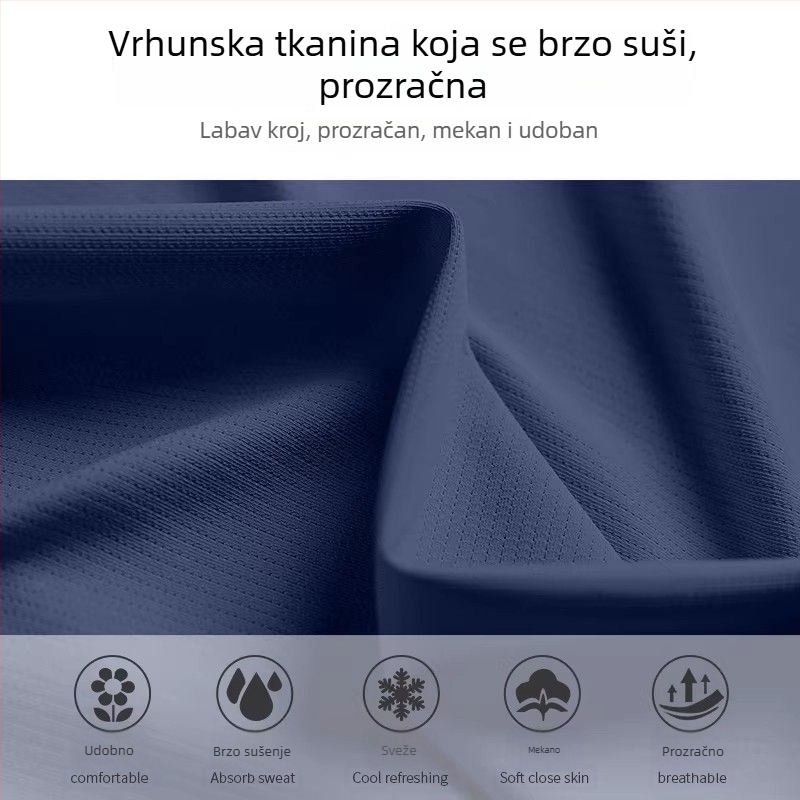 Muški ljetni sportset Ice Silk, brzo sušenje - T‑majica kratkih rukava i fitness šorcevi