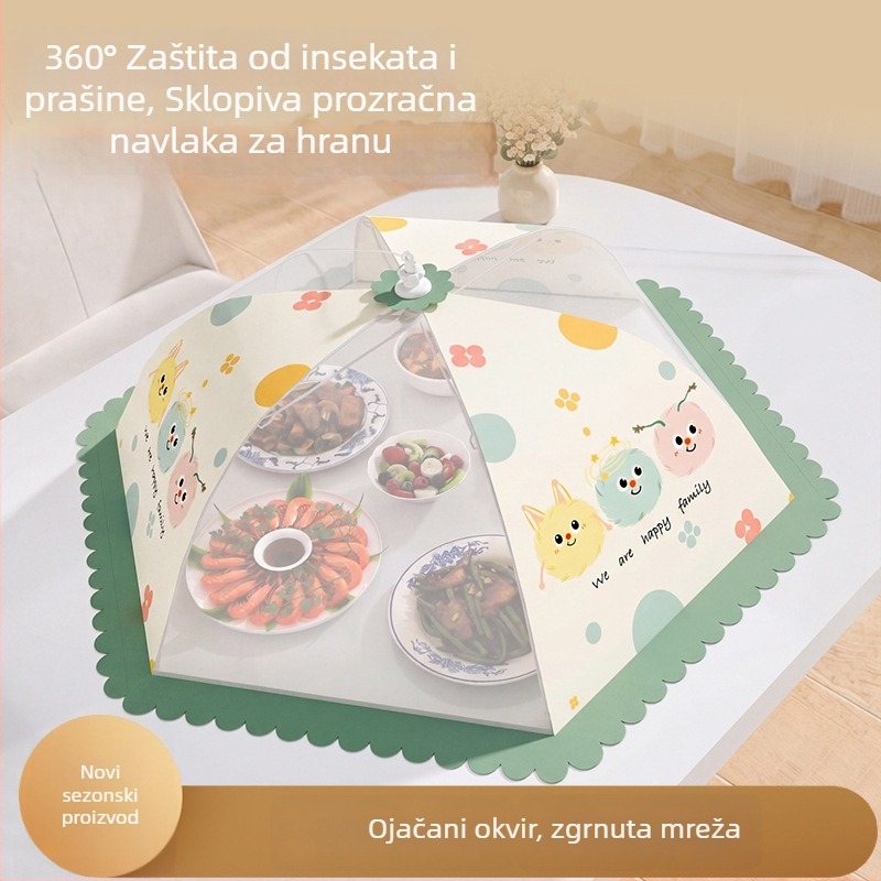 Dopamine slatka pokrivač za hranu s pomponom, ljetni mrežasti poklopac za hranu, zaštita od prašine i insekata, veliki poklopac stola