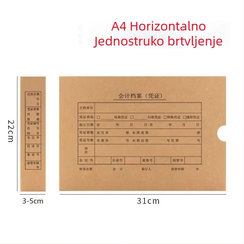 Kutija za računovodstvene dokumente od bezkiselnog papira, velika kapaciteta, A4 veličina