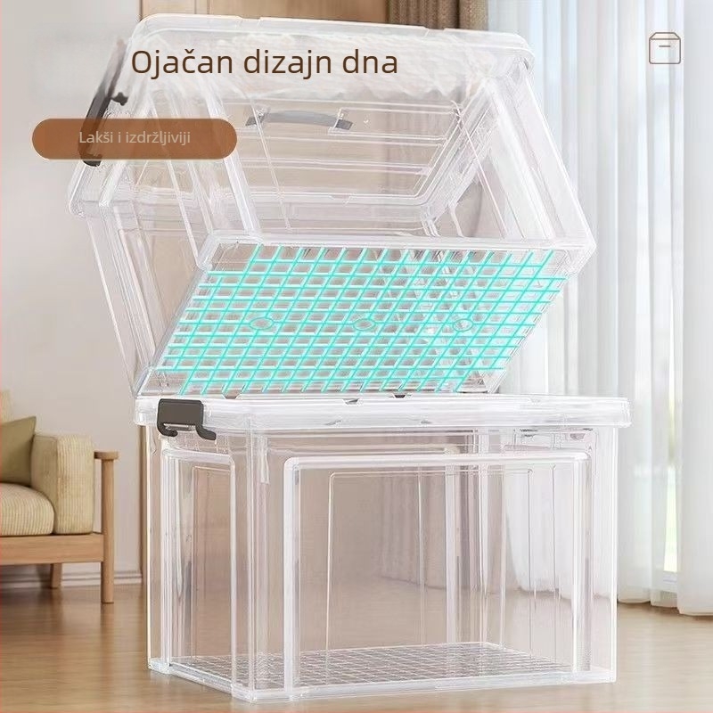 Prozirna kutija za pohranu velikog kapaciteta, čvrsta plastična kutija za kućnu upotrebu, za odjeću, deke i igračke, automobilni organizator s pravokutnim dizajnom