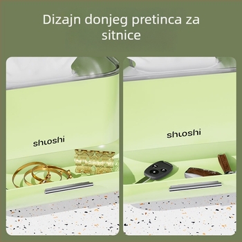 Krem boje stolni spremnik za papirnate maramice s dvostrukim zaštitnim poklopcem i mehanizmom s oprugom, organizator za ključeve i maske na ulazu