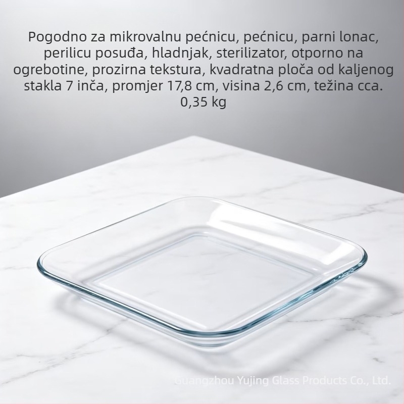 Jingyu otporno na toplinu kaljeno staklo, okrugla pladnja, prozirno posuđe za mikrovalnu