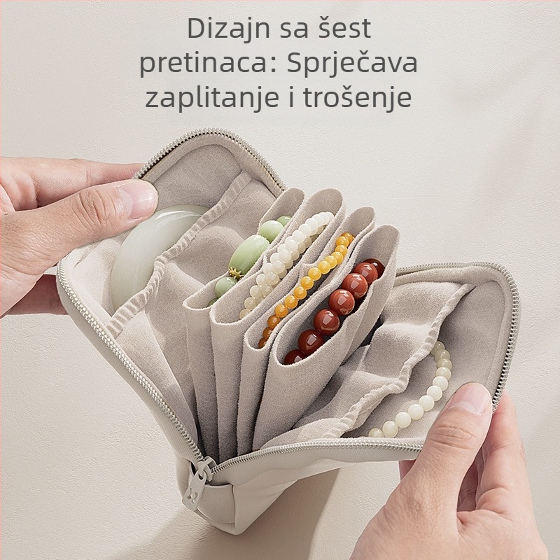 Kožna torbica za pohranu nakita s pretincima za naušnice i prstene, prijenosna kutija za perle