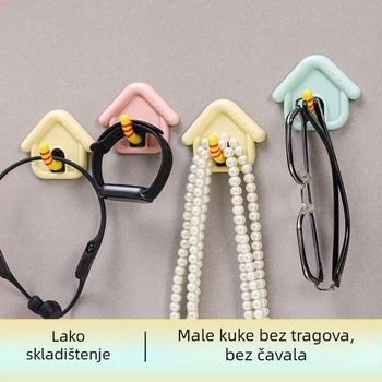 Dopamin boje ljepiljive vješalice bez bušenja, bez tragova, snažne za zid, kreativnog dizajna u obliku male kućice