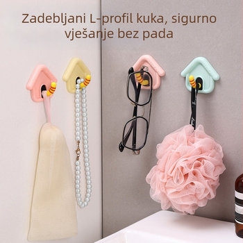 Dopamin boje ljepiljive vješalice bez bušenja, bez tragova, snažne za zid, kreativnog dizajna u obliku male kućice