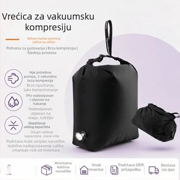 Vakuumske vrećice za kompresiju za odjeću za putovanja, ručno pritiskanje, vodootporni najlon