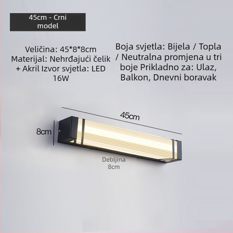 Moderno zidno svjetlo za ulazna vrata, vanjska LED zidna svjetiljka, IP55 vodootporna, aluminijsko kućište