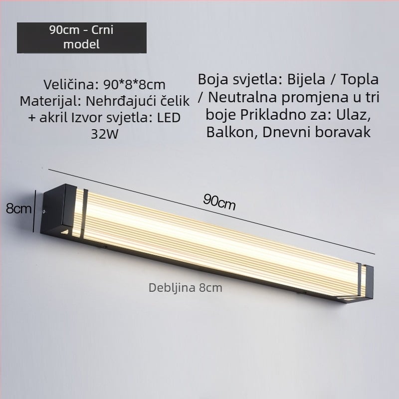 Moderno zidno svjetlo za ulazna vrata, vanjska LED zidna svjetiljka, IP55 vodootporna, aluminijsko kućište