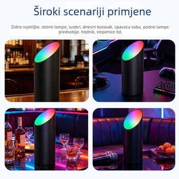 RGB LED kutna svjetiljka s ambijentalnim osvjetljenjem, daljinsko upravljanje, tajmer, promjenjiva boja, kosni fokus, podna lampa s nognim prekidačem