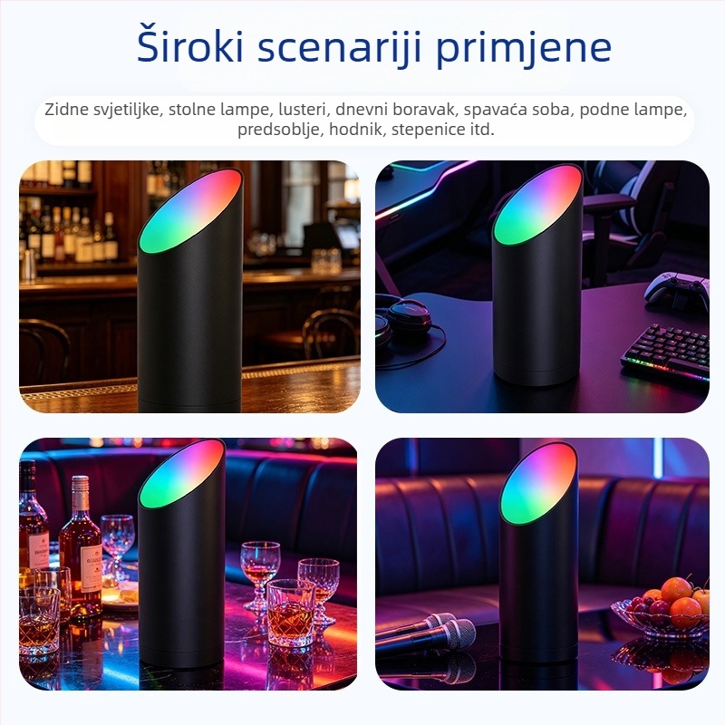 RGB LED kutna svjetiljka s ambijentalnim osvjetljenjem, daljinsko upravljanje, tajmer, promjenjiva boja, kosni fokus, podna lampa s nognim prekidačem