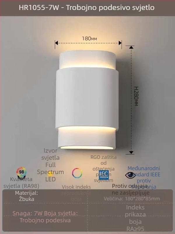 Zidna lampa od plastera u francuskom stilu s vintage dizajnom u obliku školjke, dizajnerski model za spavaću sobu i dnevni boravak.