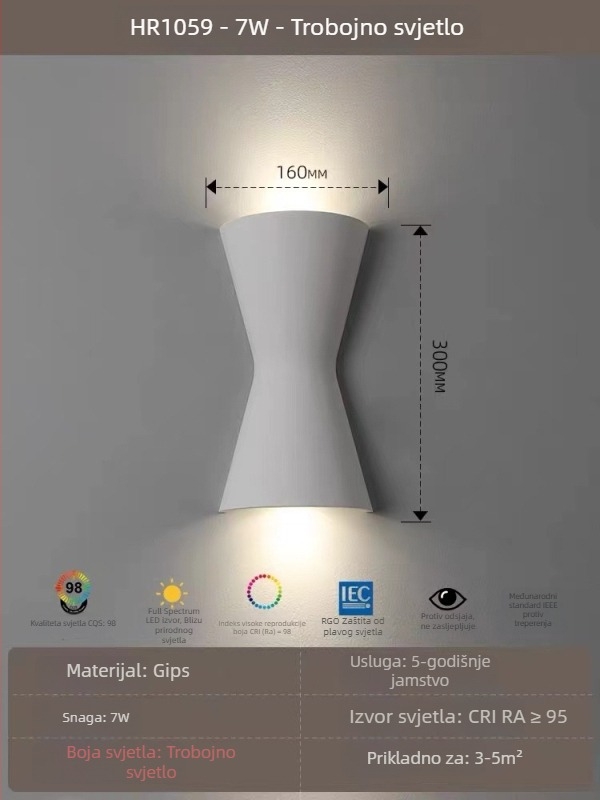 Zidna lampa od plastera u francuskom stilu s vintage dizajnom u obliku školjke, dizajnerski model za spavaću sobu i dnevni boravak.