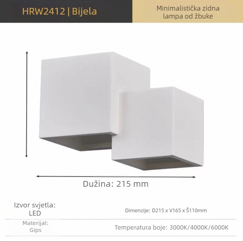 Lampa od gipsa za dnevni boravak i hodnik, zidna lampa za spavaću sobu, atmosferska rasvjeta za stubište
