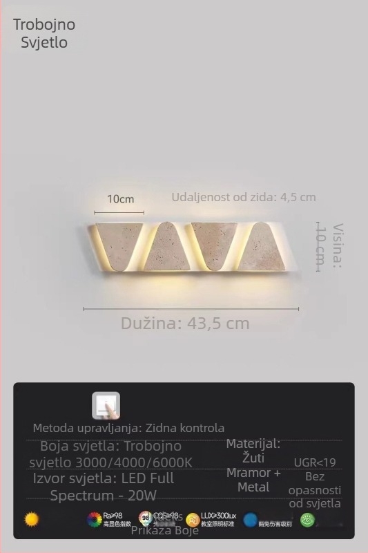 Žuto travertin zidna svjetiljka u nordijskom minimalističkom stilu za spavaću sobu i dnevni boravak