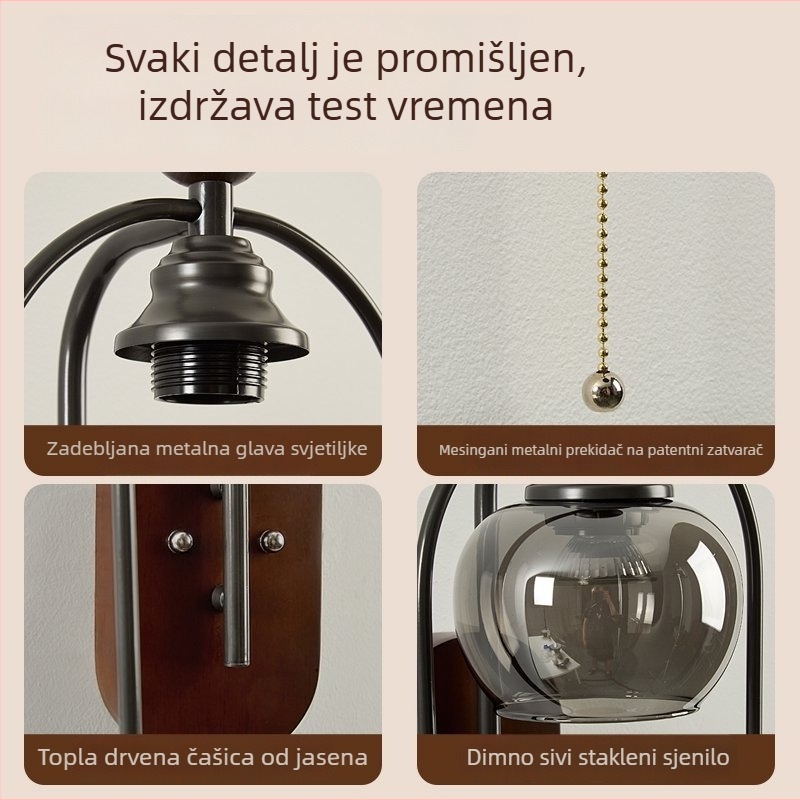 Zidna lampa u srednjovjekovnom stilu od bijelog jasena, za spavaću sobu, retro dizajn, aromaterapijska lampa, lampa za taljenje voska, dnevni boravak