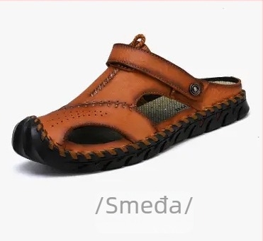 Muške sandale velikog broja, ljeto 2026, prozračne, protuklizne, casual, gornja koža top-grain, lagane, za outdoor i plažu