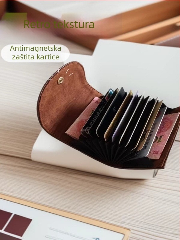 Minimalistički držač kartica s akordeon dizajnom, više pretinaca za kartice, unisex kratki novčanik za osobnu iskaznicu, kartice i novčiće