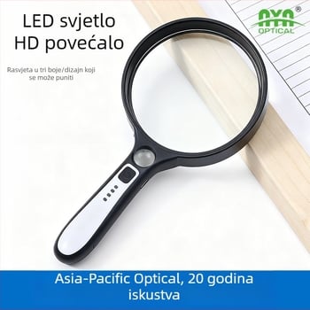 10x HD ručno povećalo s LED osvjetljenjem, za čitanje starijih i detaljnu inspekciju