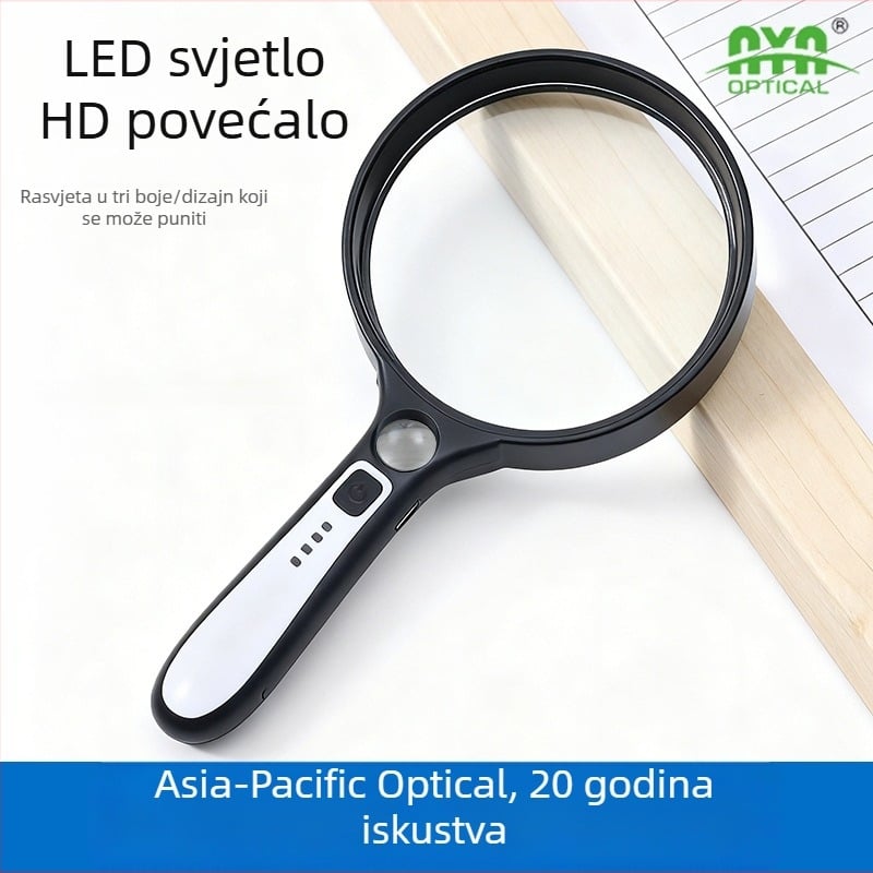 10x HD ručno povećalo s LED osvjetljenjem, za čitanje starijih i detaljnu inspekciju