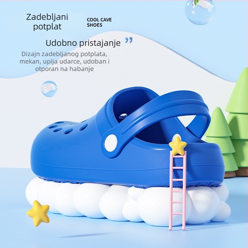 Letne EVA dječje papuče za unutarnju i vanjsku upotrebu, perforiran dizajn, zatvoren prst, meka potplata