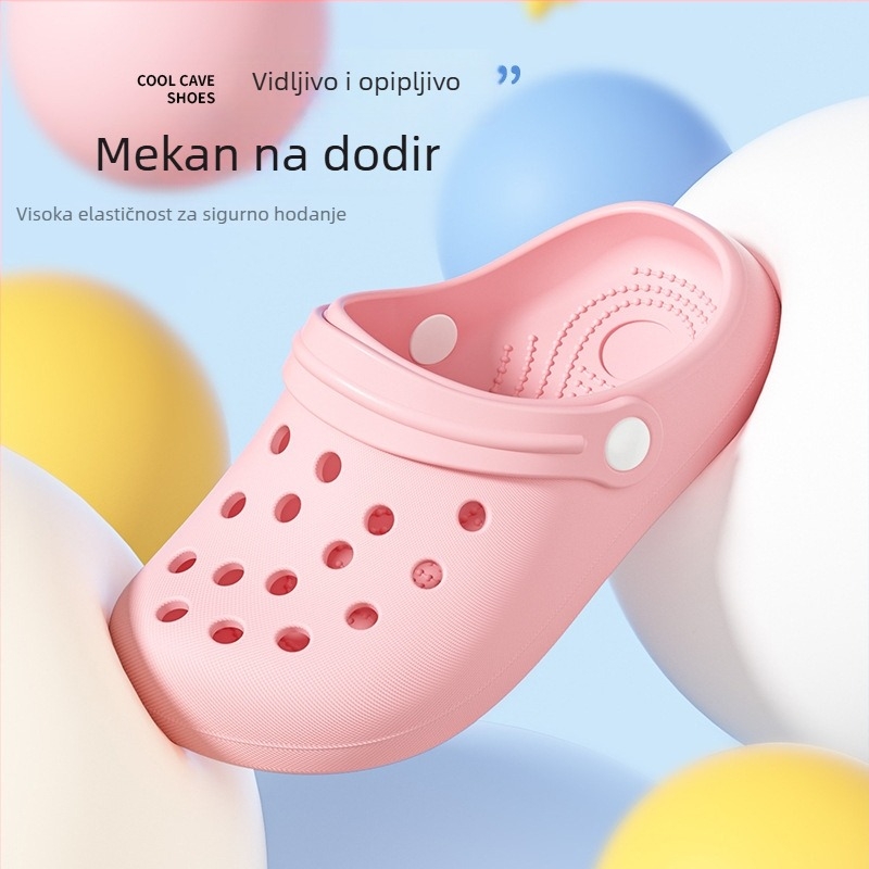 Letne EVA dječje papuče za unutarnju i vanjsku upotrebu, perforiran dizajn, zatvoren prst, meka potplata
