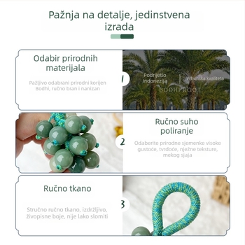 Purpurni privjesak od Bodhi, ručno pleteni — lančić za torbu i ključeve