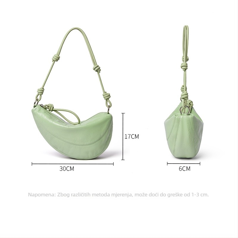 Ženska torbica od prave kože, gornji sloj uljano‑voskane kože, dizajn u stilu sedla, casual, dumpling torba za rame ili crossbody