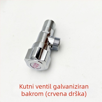 Bakreni kutni ventil za spoj bojlera i WC-a, elektroplakirani završetak, ugradnja u zid