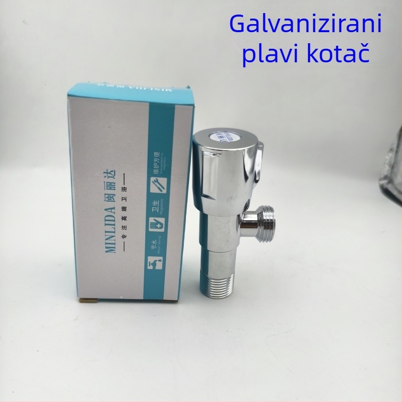 Bakreni kutni ventil za spoj bojlera i WC-a, elektroplakirani završetak, ugradnja u zid