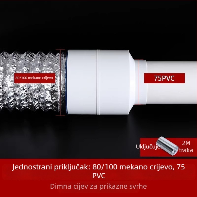 Dvostrani ventil za provjeru zraka u kupaonici, PVC cijev 75/110 – sprječava povratni tok zraka i mirise