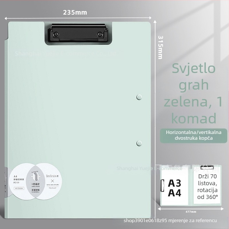 Deli PE117 A4 klipsboard s tvrdom pločom za pisanje, plastični, A3 konferencijski folder
