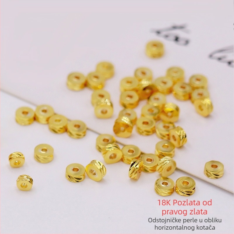 Medeno premazane 18K zlatom kuglice s vodoravnim uzorkom u obliku kotača; dijelovi za DIY narukvicu; 14K pozlaćene spacer kuglice s dijamantnom facetom; labave perle