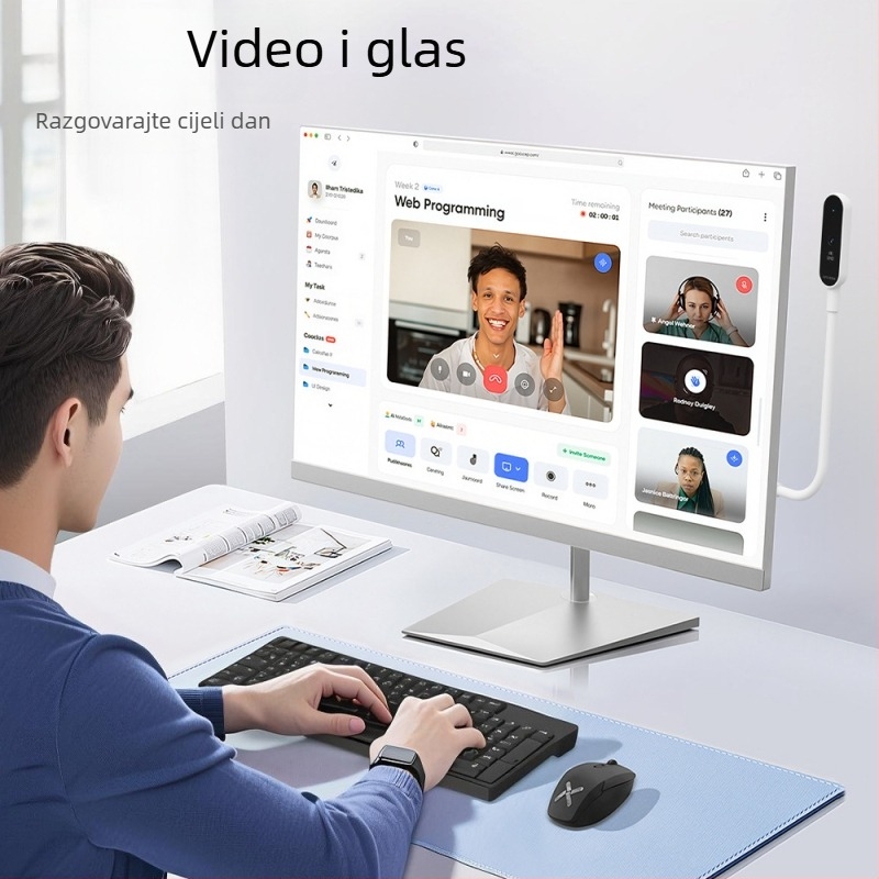 USB web kamera za live streaming za kućnu upotrebu, kompatibilan s prijenosnim i stolnim računalom, USB kabel, 4K kamera za videokonferencije