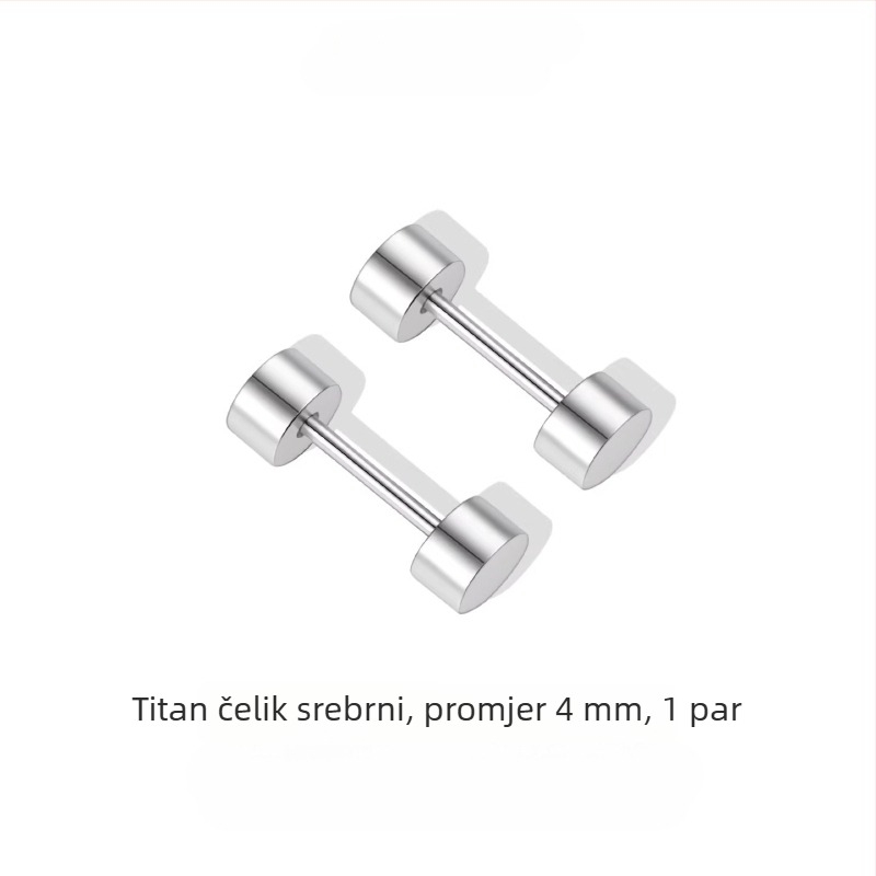 Barbell naušnice od titan čelika, crno-bijele, vijčani mehanizam, unisex modernog stila