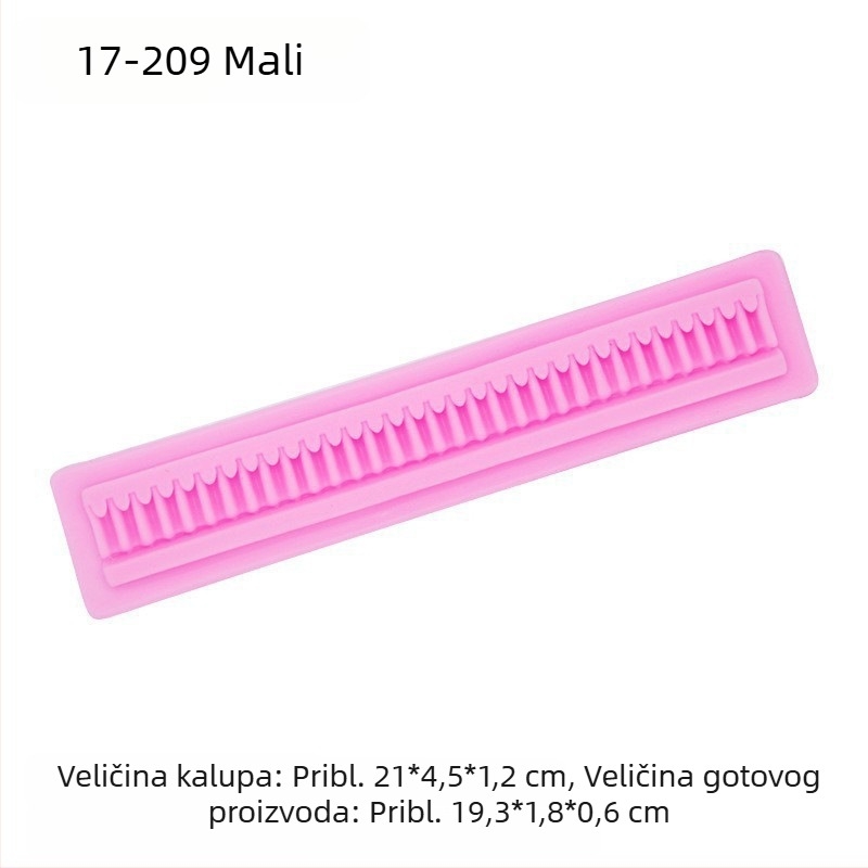 Silikonski kalup za rub torti s resicama, plisiranom teksturom i valovitim rubom, pravokutnog oblika