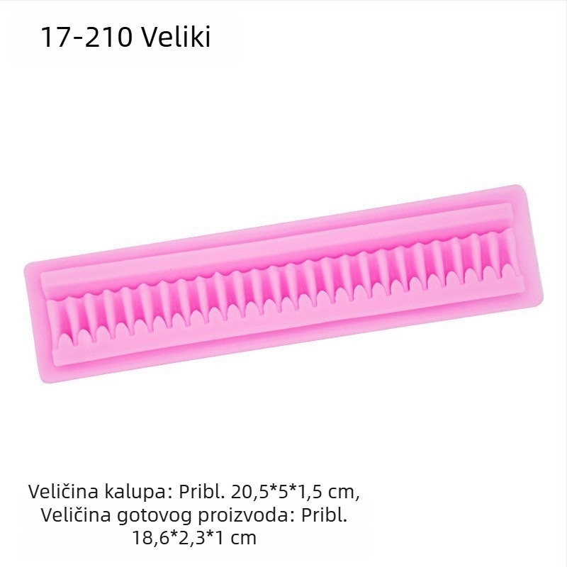 Silikonski kalup za rub torti s resicama, plisiranom teksturom i valovitim rubom, pravokutnog oblika
