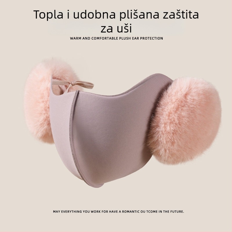 Topla maska za lice s integriranim zaštitama za uši za zimsko bicikliranje – otporna na vjetar, podstavljena fleecem, dvostruke namjene: maska za lice i zaštita za uši