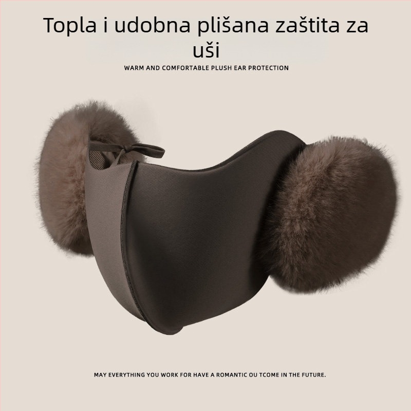 Topla maska za lice s integriranim zaštitama za uši za zimsko bicikliranje – otporna na vjetar, podstavljena fleecem, dvostruke namjene: maska za lice i zaštita za uši