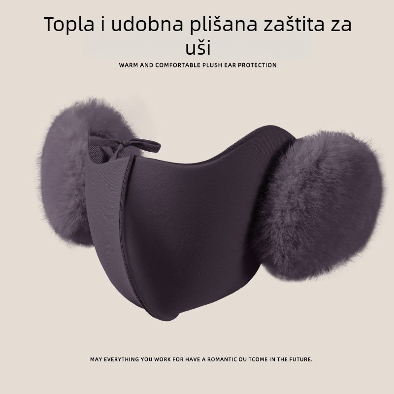 Topla maska za lice s integriranim zaštitama za uši za zimsko bicikliranje – otporna na vjetar, podstavljena fleecem, dvostruke namjene: maska za lice i zaštita za uši