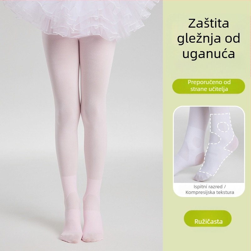Dječje plesne čarape s zaštitom od uganuća, bijele tanke čarape za ljeto za djevojčice