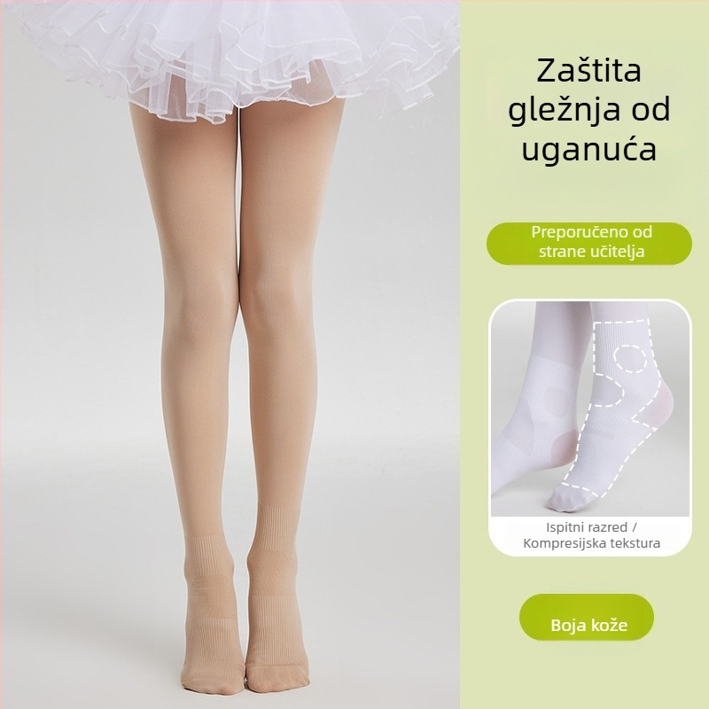 Dječje plesne čarape s zaštitom od uganuća, bijele tanke čarape za ljeto za djevojčice