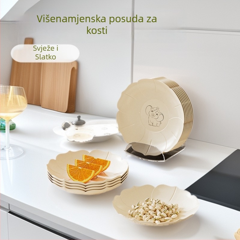 Plastični okrugli tanjur s crtićem za grickalice, voće i deserte