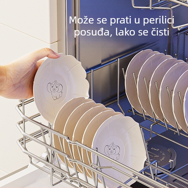 Plastični okrugli tanjur s crtićem za grickalice, voće i deserte