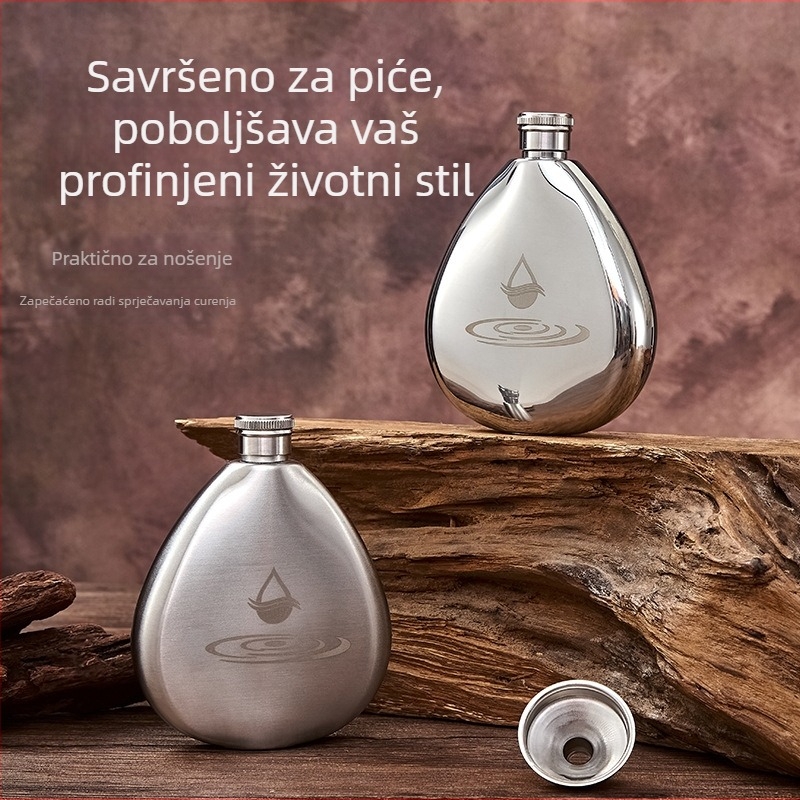 Flasa za vino od nehrđajućeg čelika 304, 150 ml, prijenosna za vanjsku upotrebu, kapljastog oblika, u poklon kutiji.
