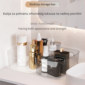 Prozirna stolna kutija za pohranu u kupaonici, bez bušenja, lagani luksuzni dizajn za radnu ploču