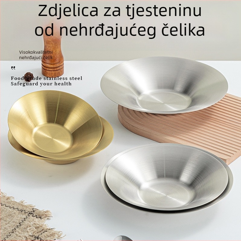 Tanjur od nehrđajućeg čelika u korejskom stilu za tjesteninu, zlatni tanjur za voće i salatu, tanjur za steak u zapadnom stilu za hotele, zdjela za ramen